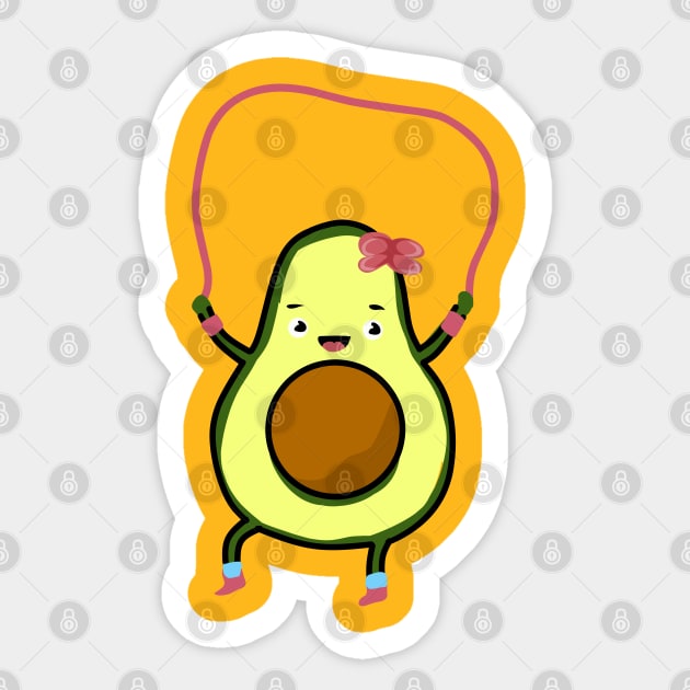 Avocado playing jump rope Sticker by Deni id